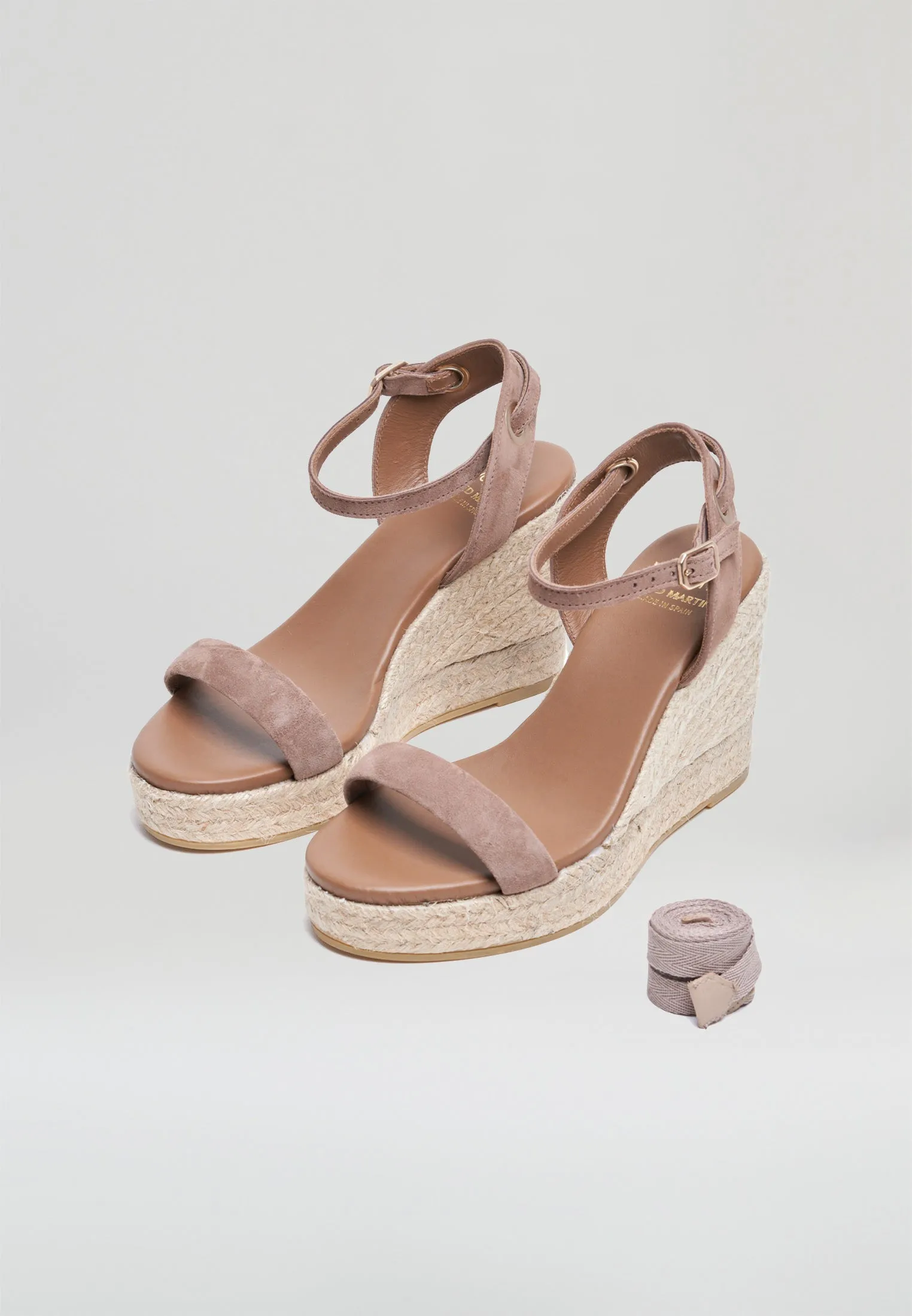 Wedge Sandals - Taupe Suede