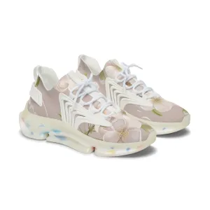 White Cherry Flower Women's Mesh Sneakers