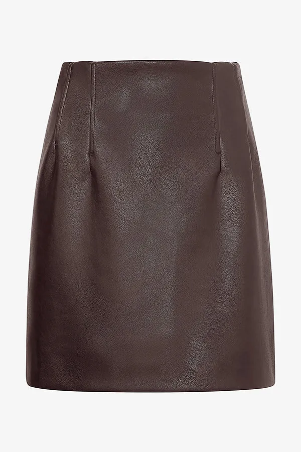 Whitney Skirt - Vegan Leather :: Brown