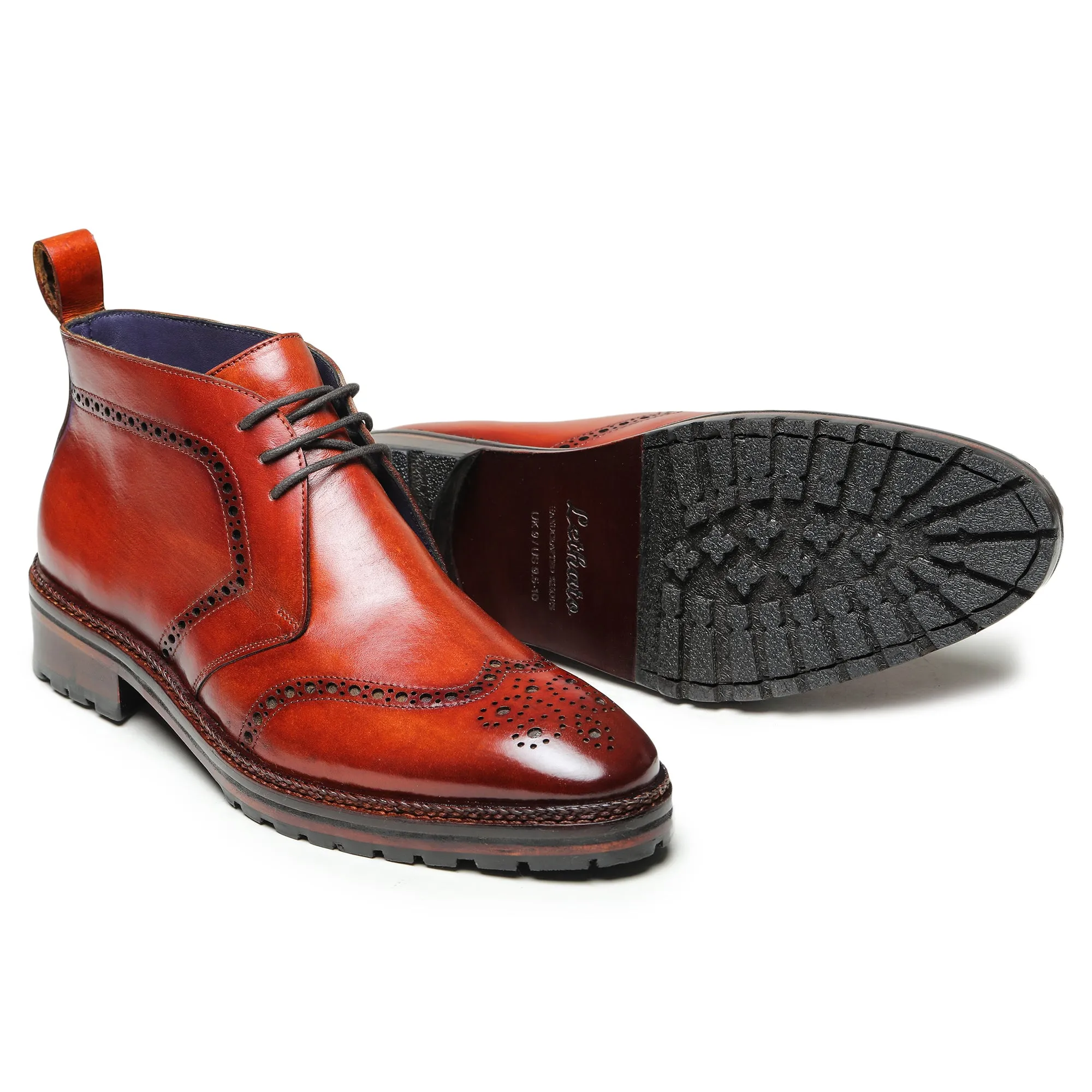 Wingtip Chukka Boots- Cognac