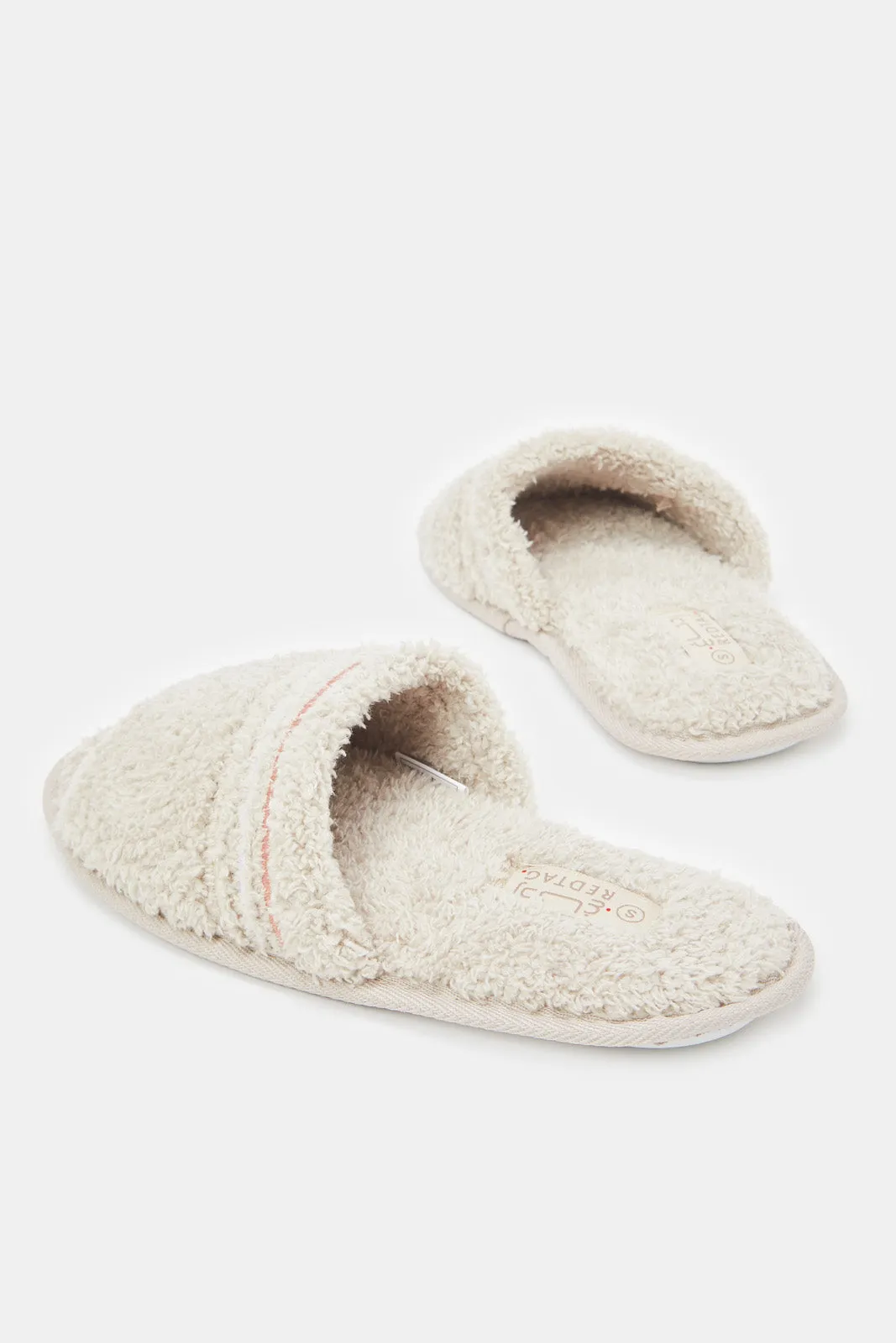 Women Beige Embroidered Slipper