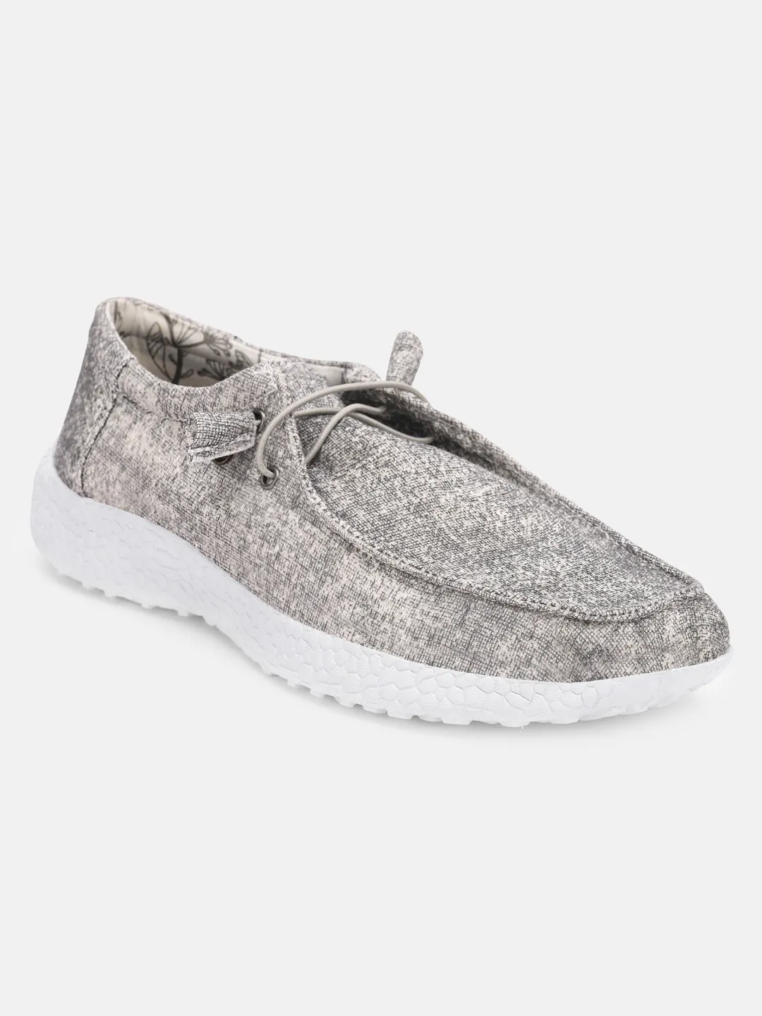 Women Grey Casual Canvas Slip-On Sneakers Shoes