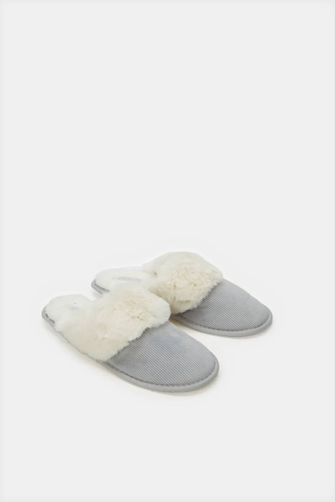 Women Grey Corduroy Slipper