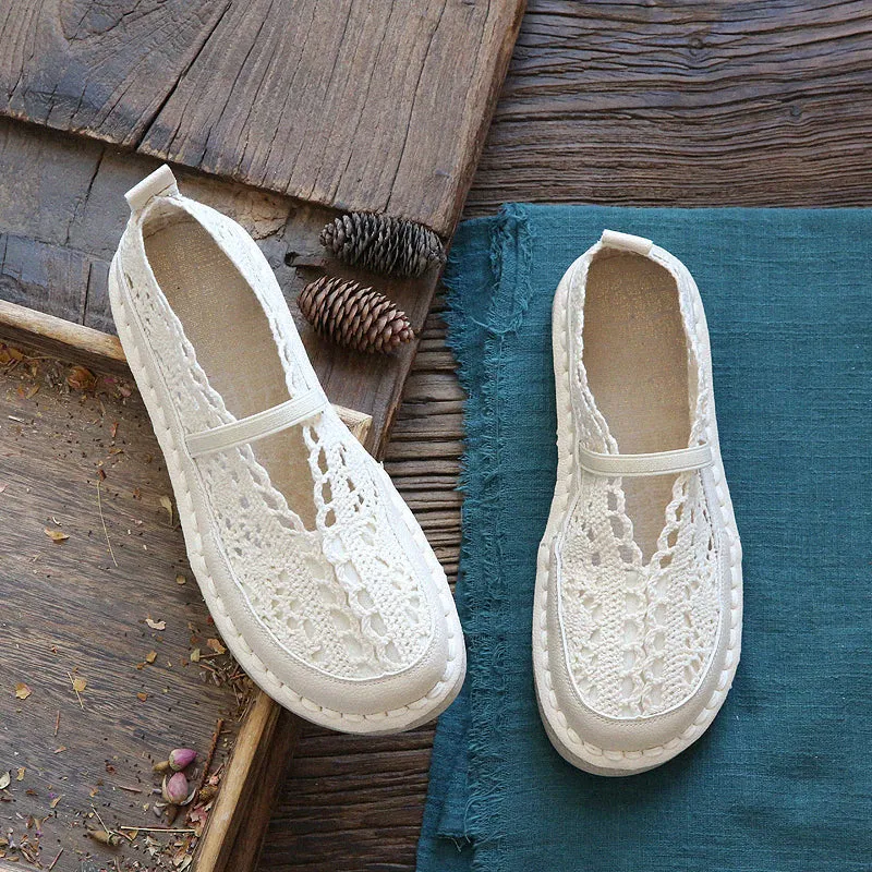 Women Retro Hollow Soft Flats Casual Shoes