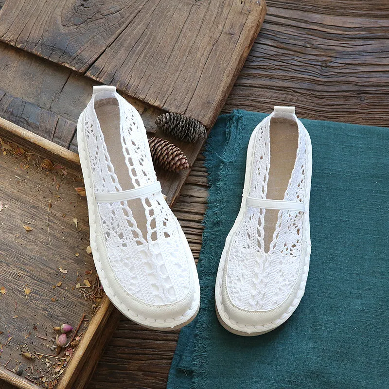 Women Retro Hollow Soft Flats Casual Shoes