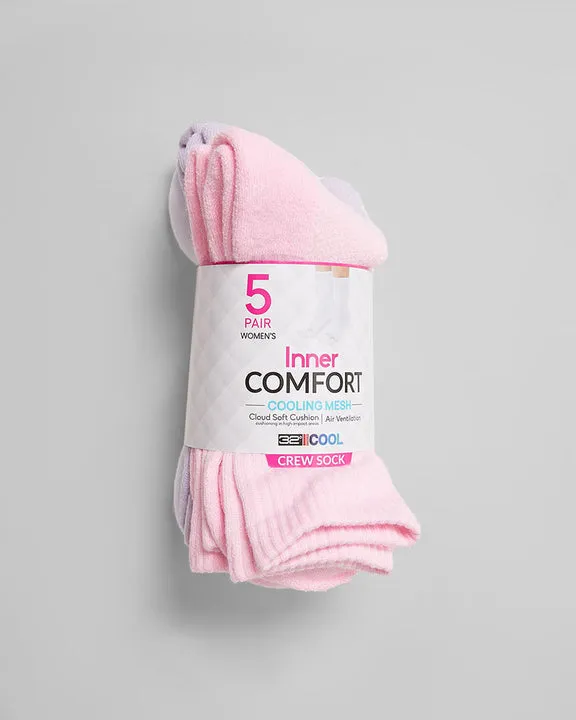 WOMEN'S 5-PACK COOL COMFORT CREW SOCKS