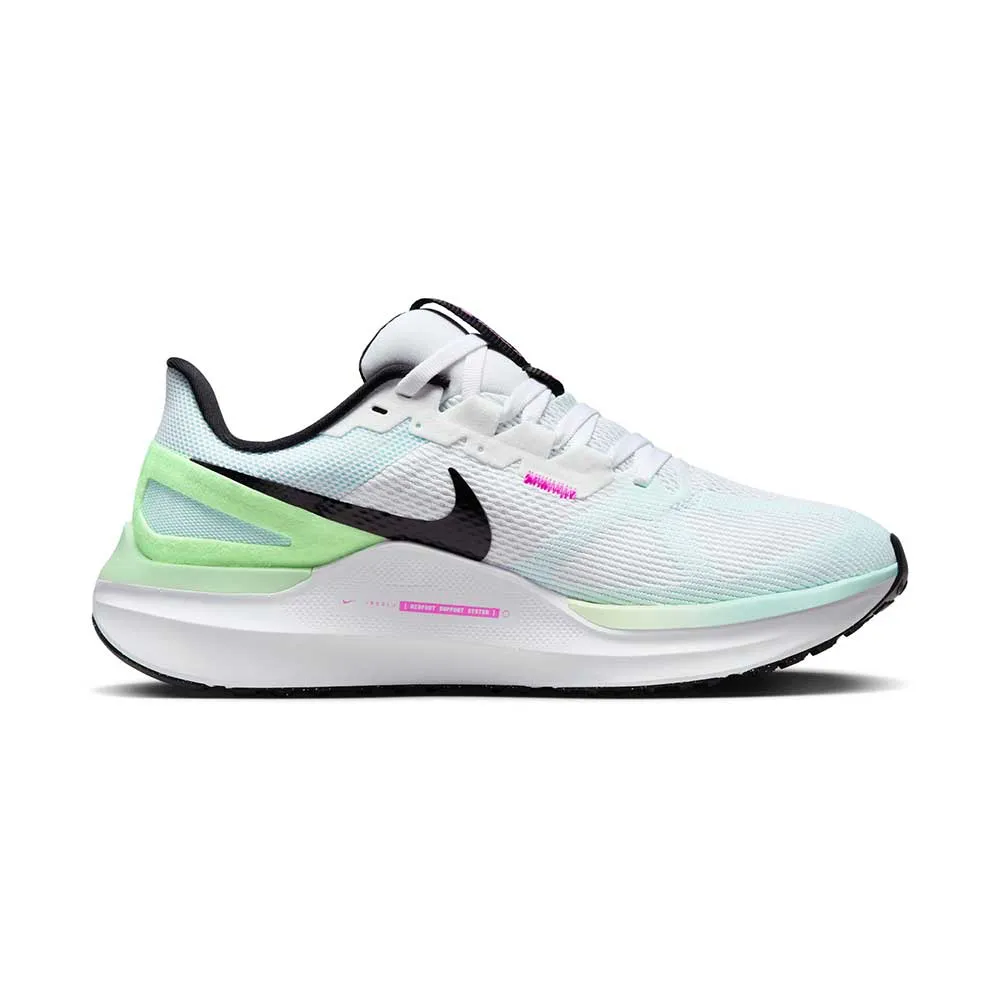 Women's Nike Air Zoom Structure 25 Running Shoe - White/Black-Glacier Blue - Regular (B)