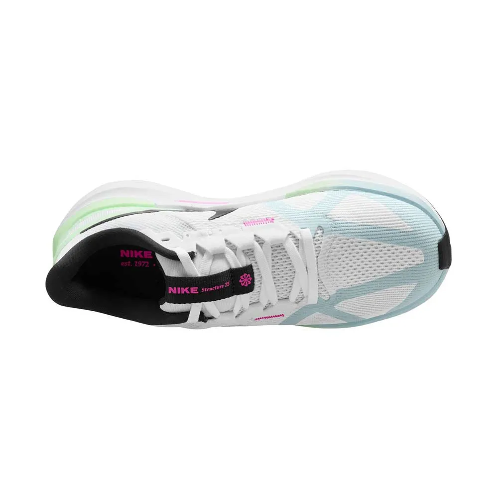 Women's Nike Air Zoom Structure 25 Running Shoe - White/Black-Glacier Blue - Regular (B)