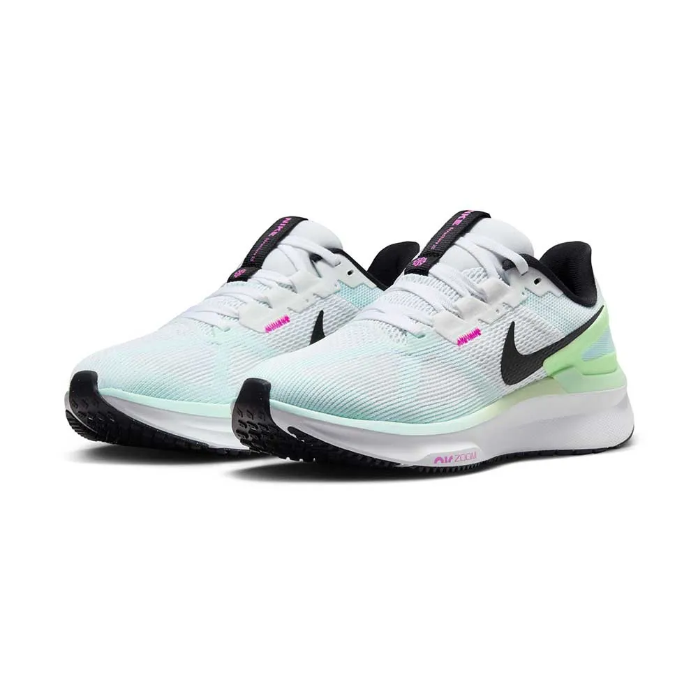 Women's Nike Air Zoom Structure 25 Running Shoe - White/Black-Glacier Blue - Regular (B)