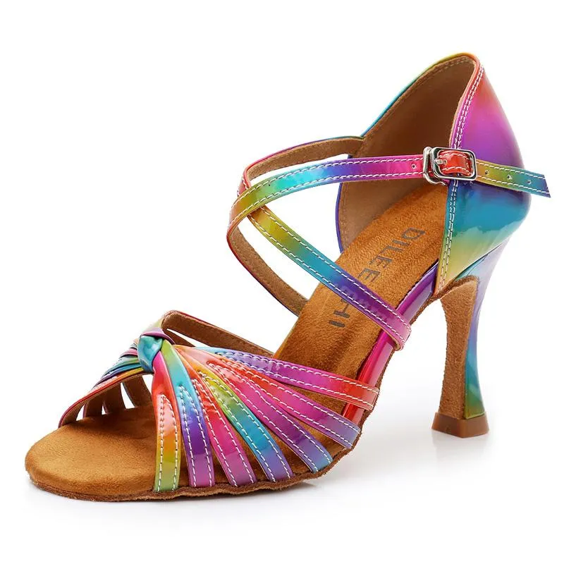 Women's Rainbow Leatherette Customized Heel Latin Dance Shoes Ballroom Dance Shoes Dance Heels