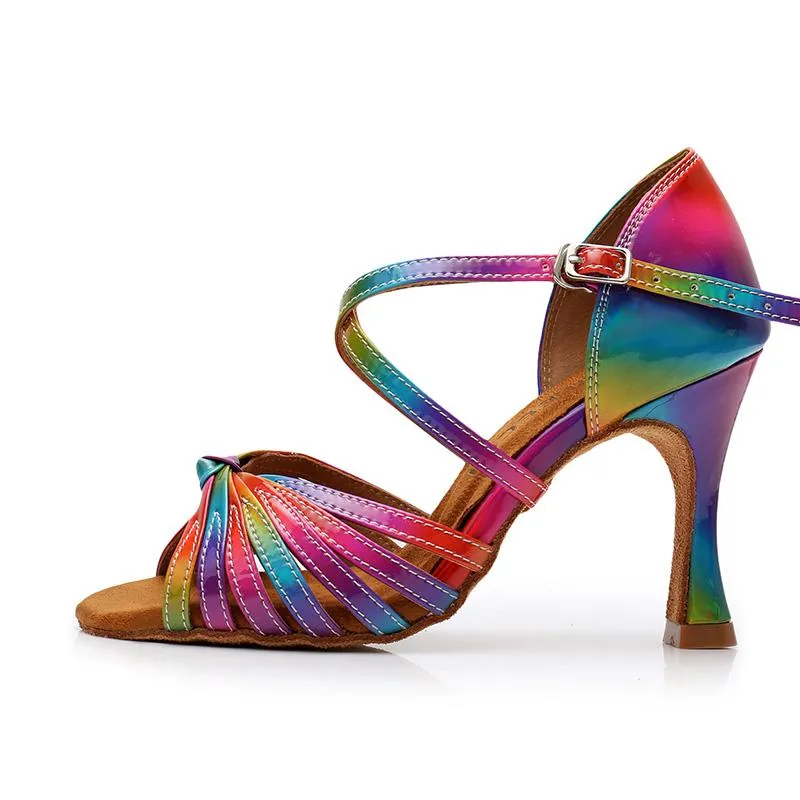 Women's Rainbow Leatherette Customized Heel Latin Dance Shoes Ballroom Dance Shoes Dance Heels