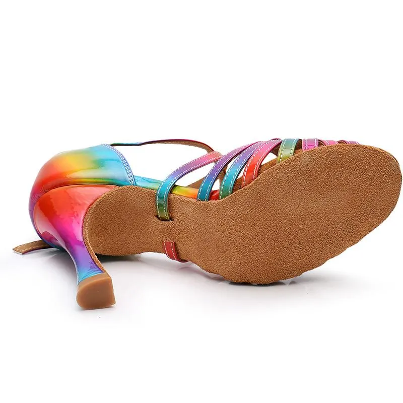 Women's Rainbow Leatherette Customized Heel Latin Dance Shoes Ballroom Dance Shoes Dance Heels