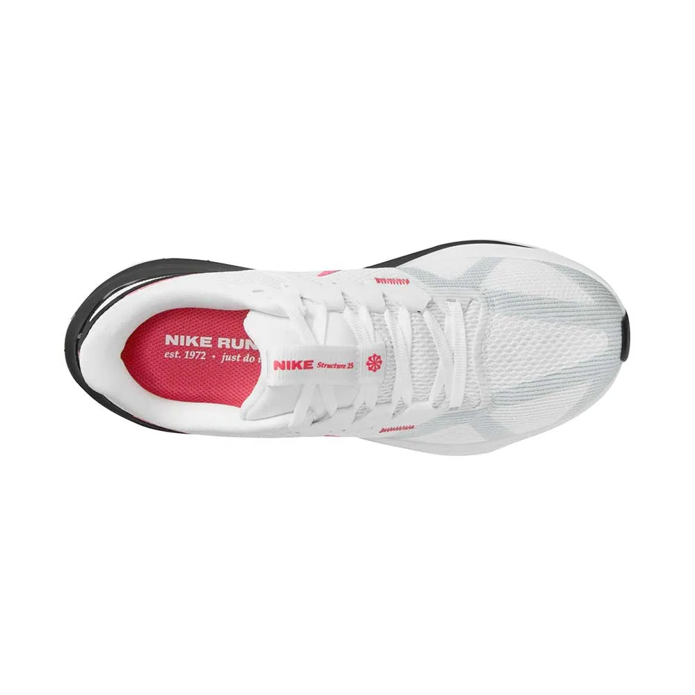 Women's Structure 25 Running Shoe - White/Black Aster Pink/ Pure Platinum - Regular (B)