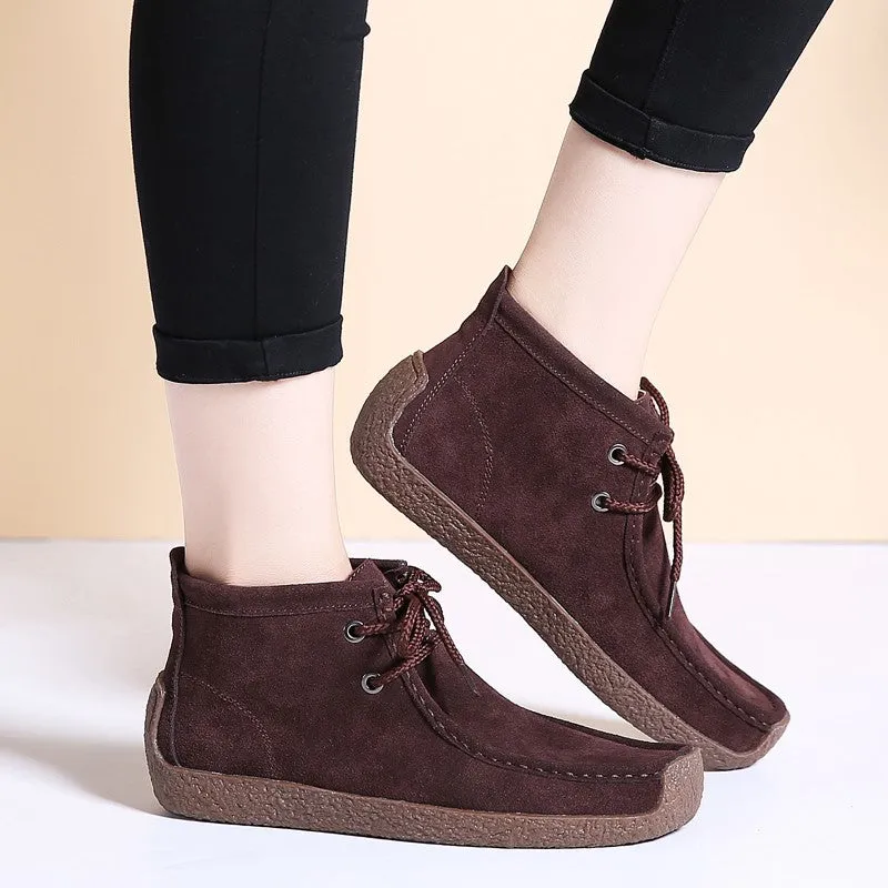 Women's suede stylish trending joker comfortable leisure high top shoes