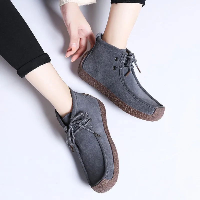 Women's suede stylish trending joker comfortable leisure high top shoes