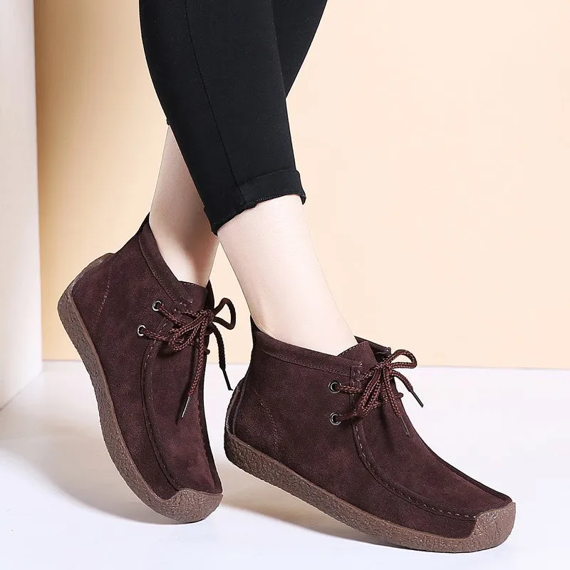 Women's suede stylish trending joker comfortable leisure high top shoes