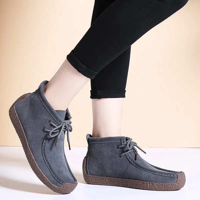 Women's suede stylish trending joker comfortable leisure high top shoes