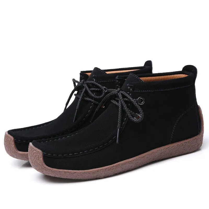 Women's suede stylish trending joker comfortable leisure high top shoes