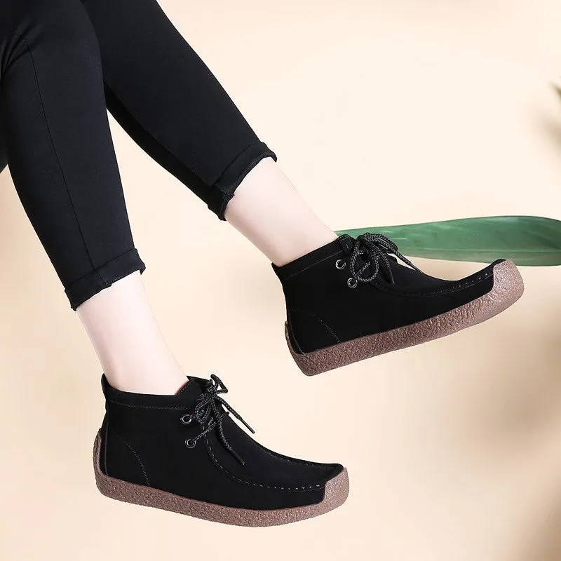 Women's suede stylish trending joker comfortable leisure high top shoes