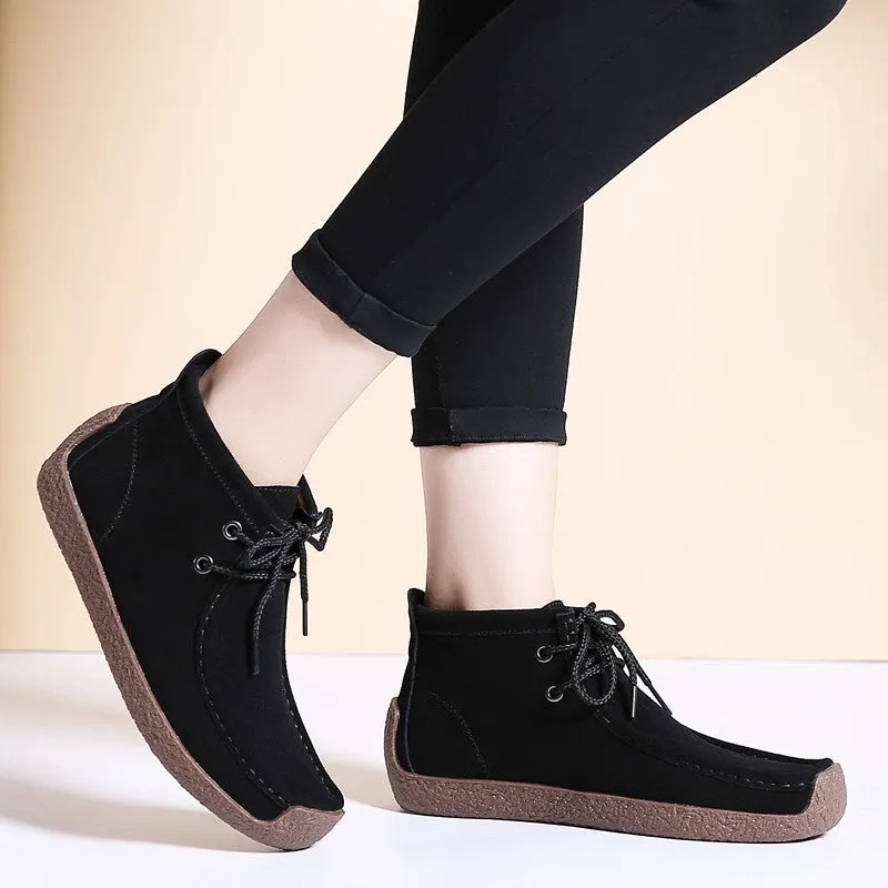 Women's suede stylish trending joker comfortable leisure high top shoes