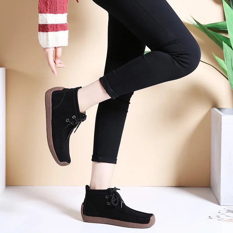 Women's suede stylish trending joker comfortable leisure high top shoes