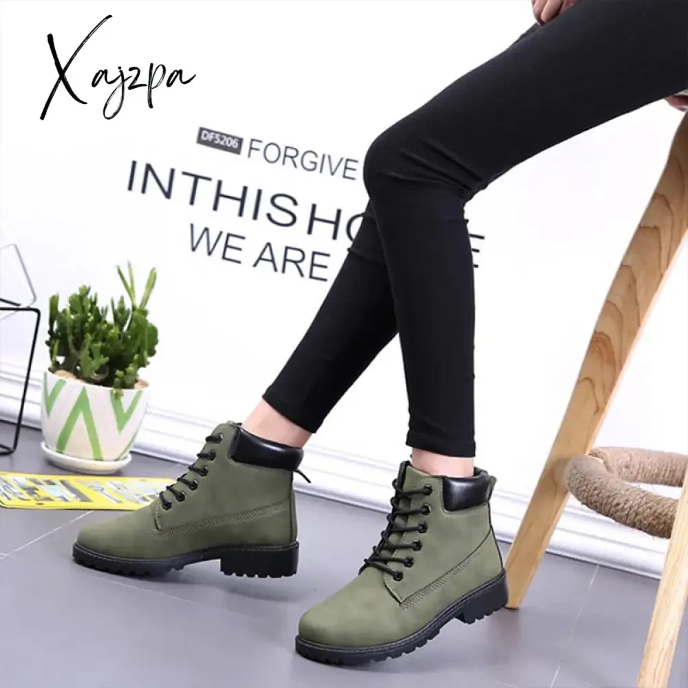 Xajzpa - Winter boots women shoes warm plush sneakers women snow boots women lace-up ankle boots casual shoes woman botas mujer