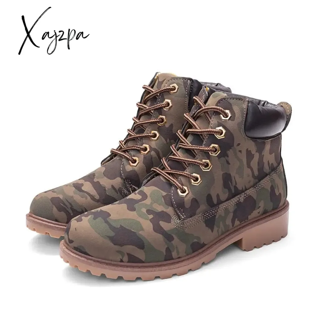 Xajzpa - Winter boots women shoes warm plush sneakers women snow boots women lace-up ankle boots casual shoes woman botas mujer