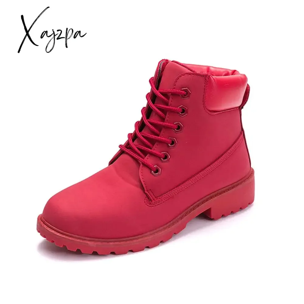 Xajzpa - Winter boots women shoes warm plush sneakers women snow boots women lace-up ankle boots casual shoes woman botas mujer