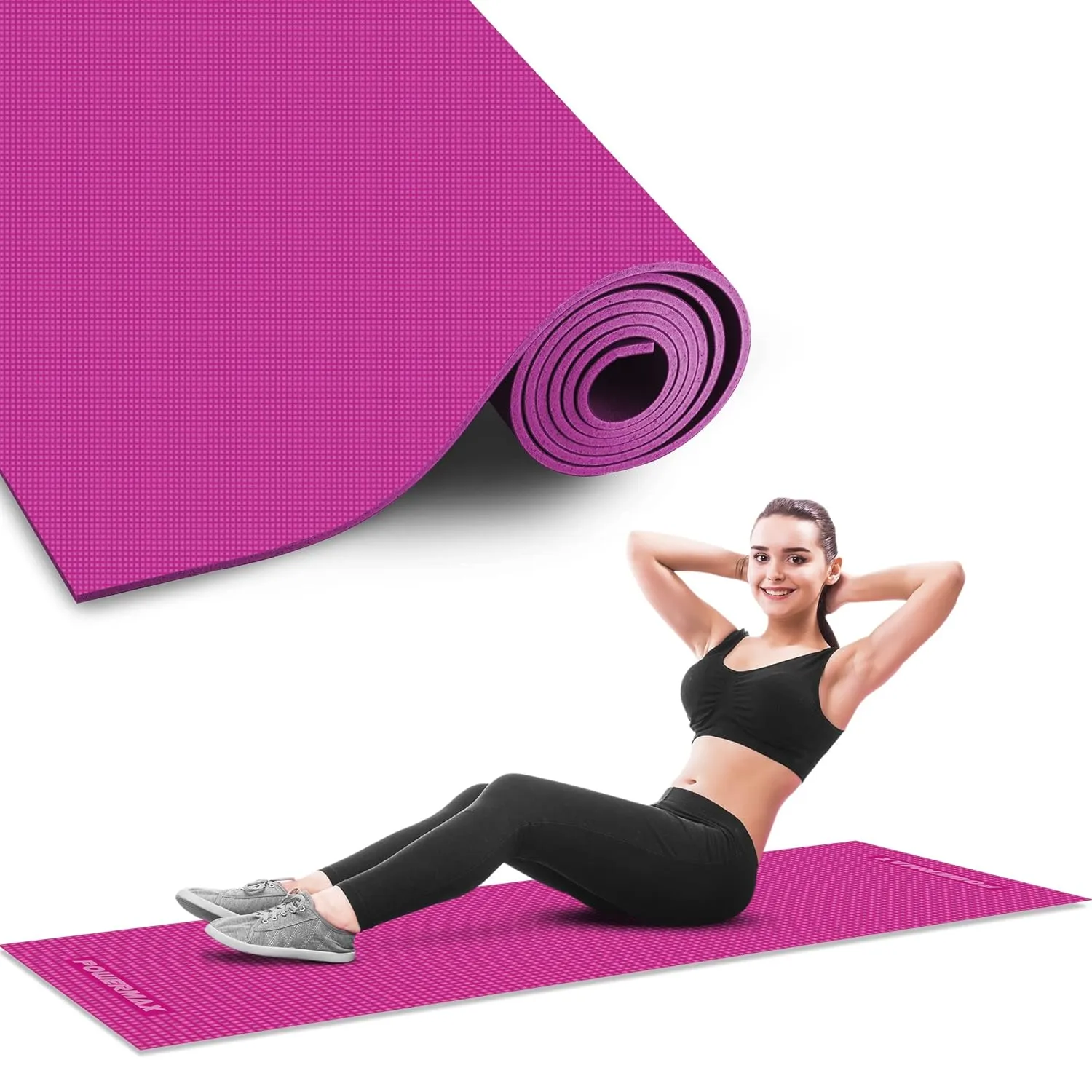 YE4-1.2-PK 4mm Thick Premium Exercise Yoga Mat for Gym Workout [Ultra-Dense Cushioning | Tear Resistance & Water Proof] Eco-Friendly Non-Slip Yoga Mat for Gym and Any General Fitness