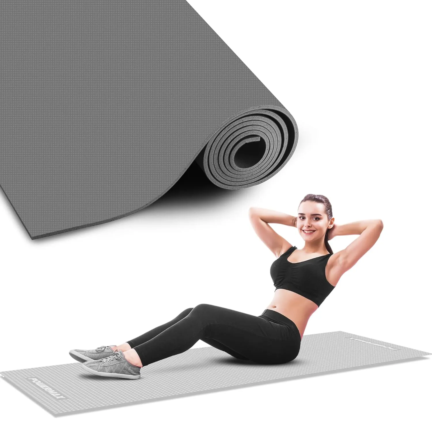 YE6-1.2-GY 6mm Thick Premium Exercise Yoga Mat for Gym Workout [Ultra-Dense Cushioning | Tear Resistance & Water Proof] Eco-Friendly Non-Slip Yoga Mat for Gym and Any General Fitness