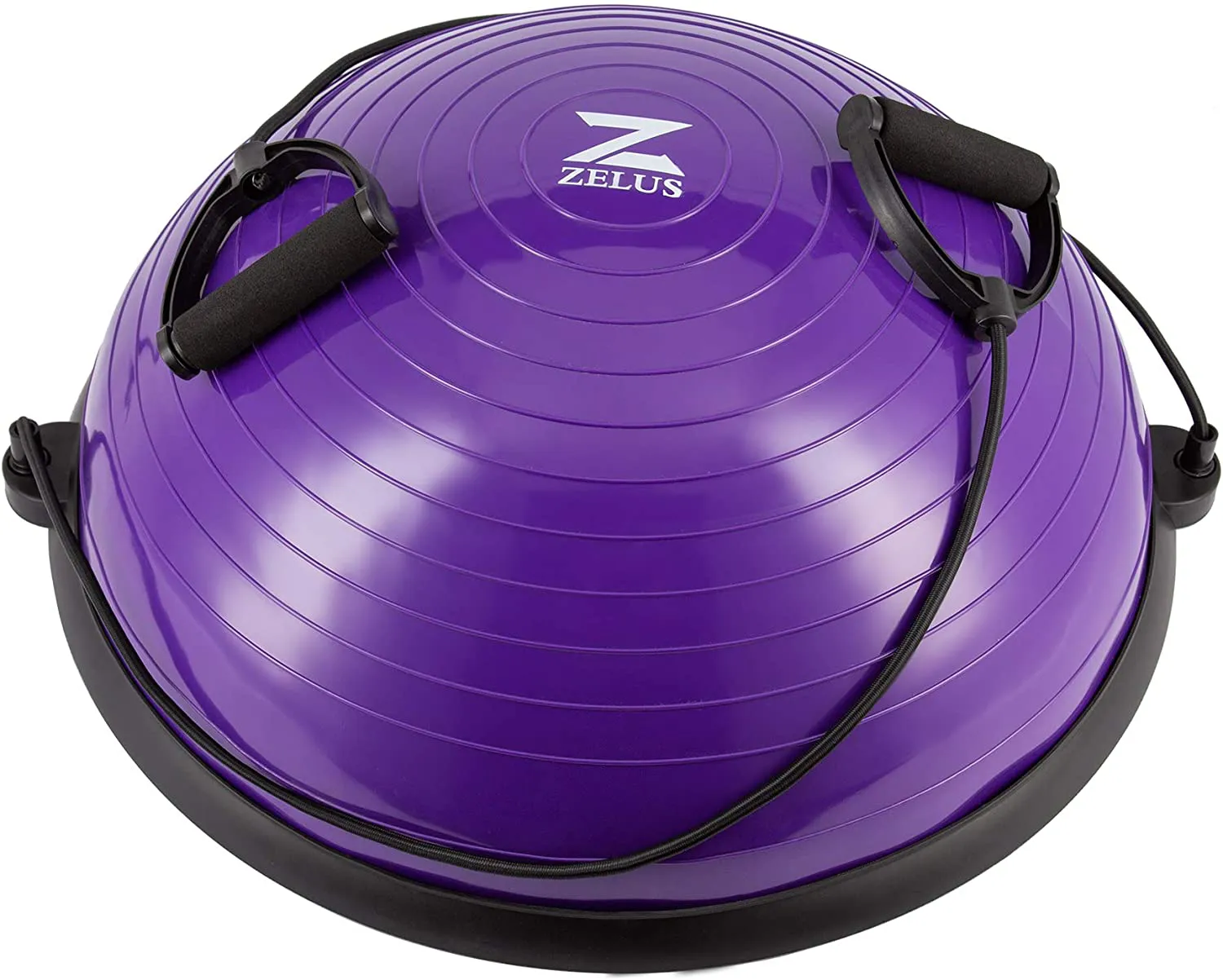 ZELUS Balance Ball Trainer Half Yoga Exercise Ball with Resistance Bands and Foot Pump for Yoga Fitness Home Gym Workout